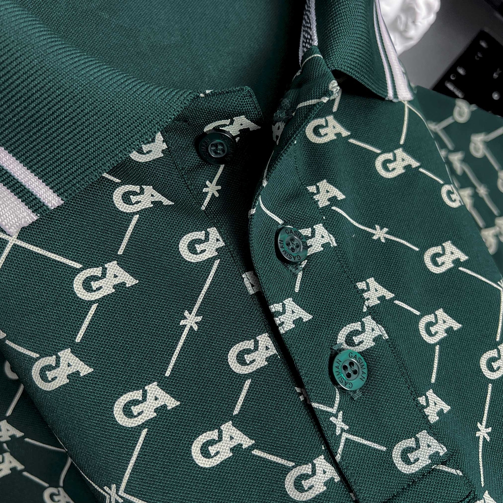 Polo BigSize Royal Sailor Monogram Màu Xanh Rêu