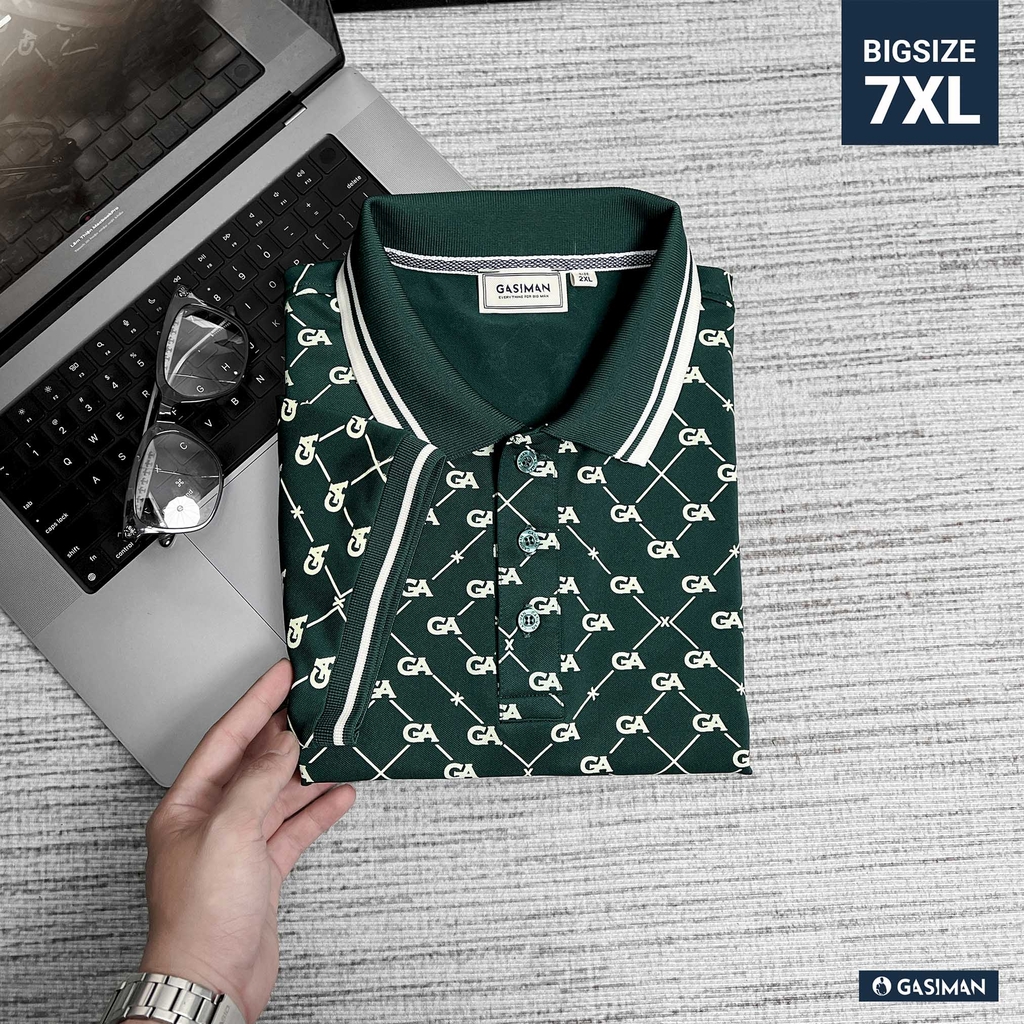 Polo BigSize Royal Sailor Monogram Màu Xanh Rêu