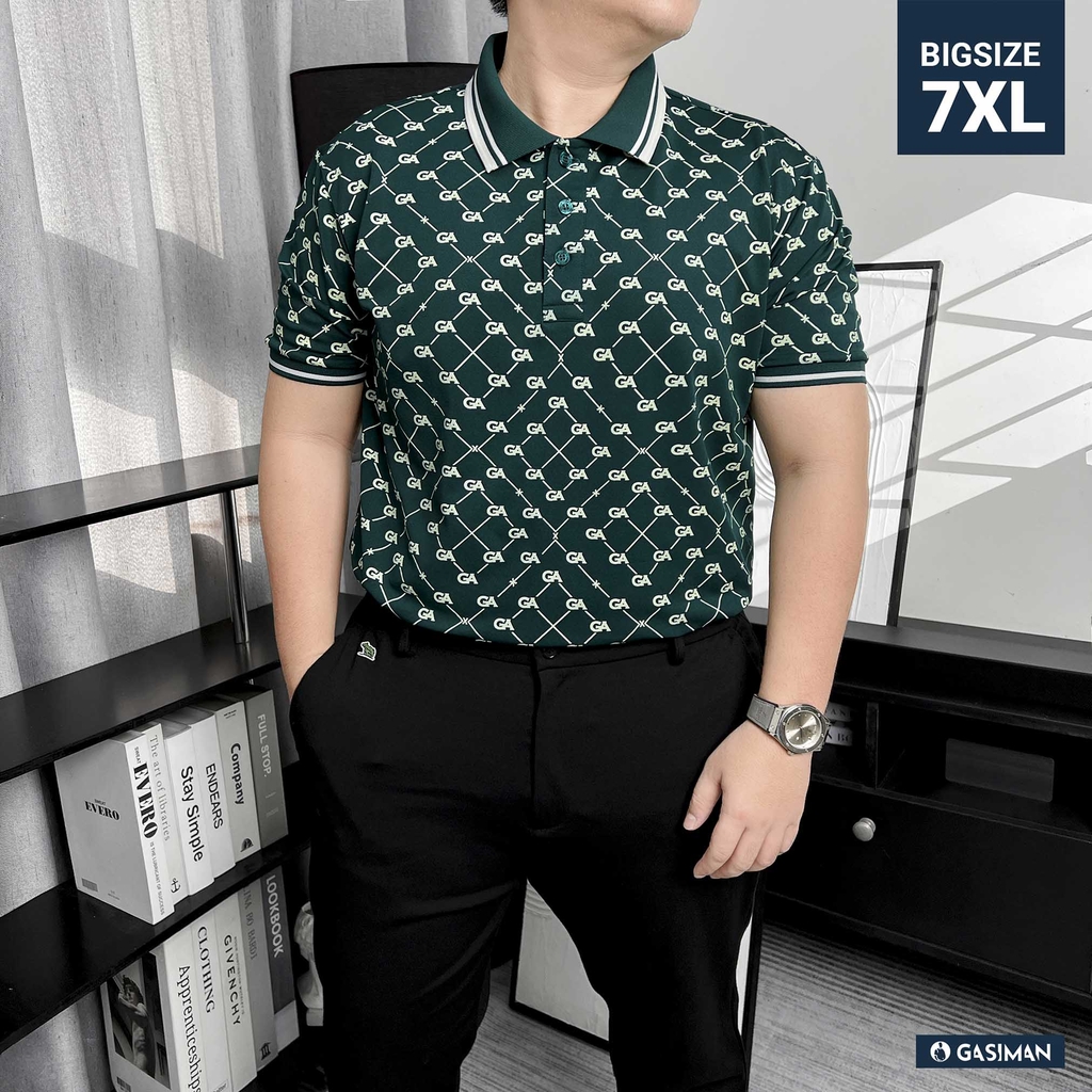 Polo BigSize Royal Sailor Monogram Màu Xanh Rêu
