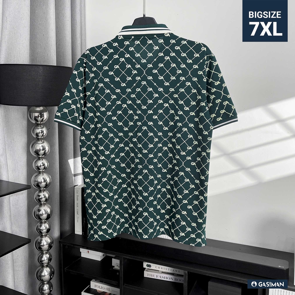 Polo BigSize Royal Sailor Monogram Màu Xanh Rêu