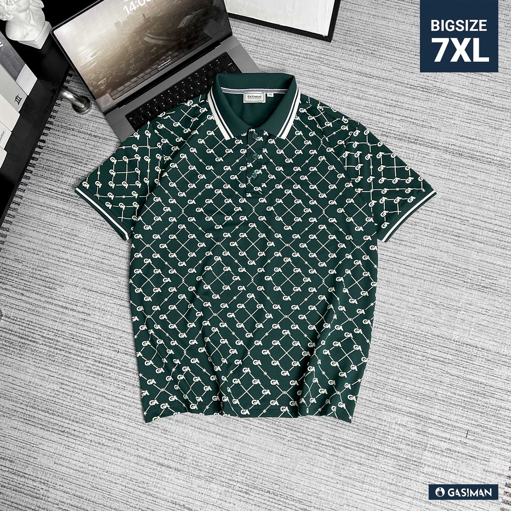 Polo BigSize Royal Sailor Monogram Màu Xanh Rêu