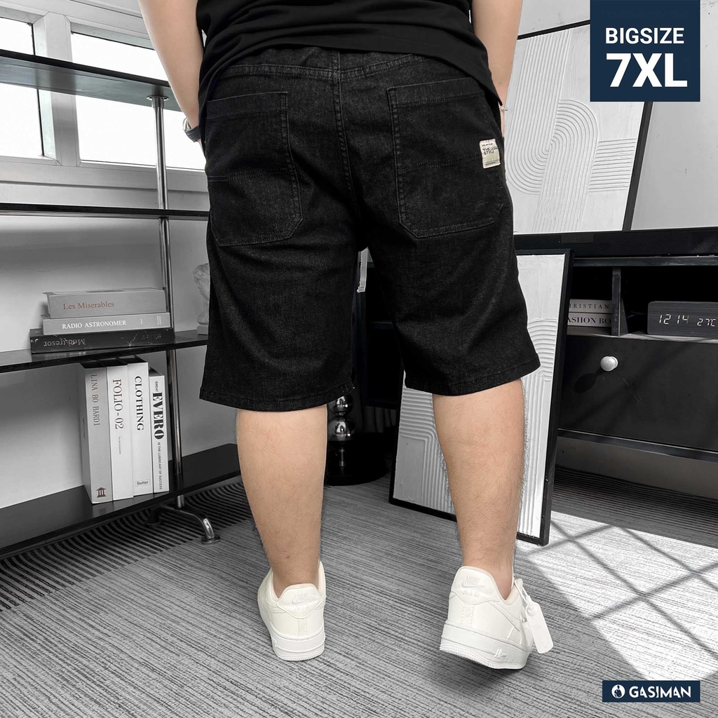 Quần Jean ngắn Lưng thun Xếp ly màu Đen