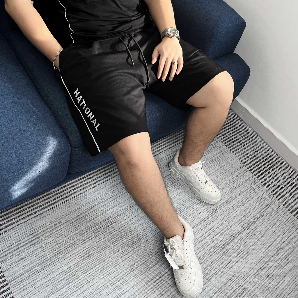 Quần Thun ngắn Big size Phối Viền in chữ National