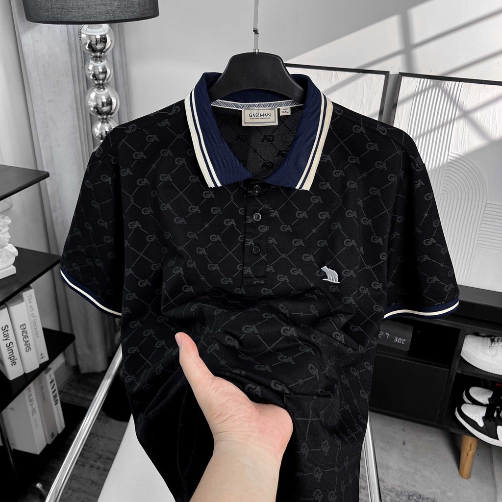 Polo Big size Royal Sailor Monogram Màu Đen