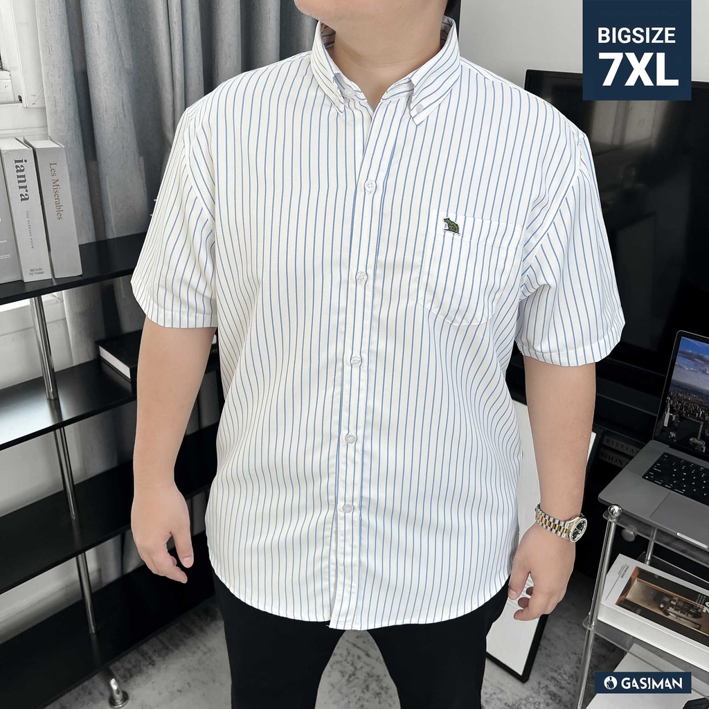 Áo Sơ Mi Tay Ngắn Big size Kẻ Sọc Mắt Lưới
