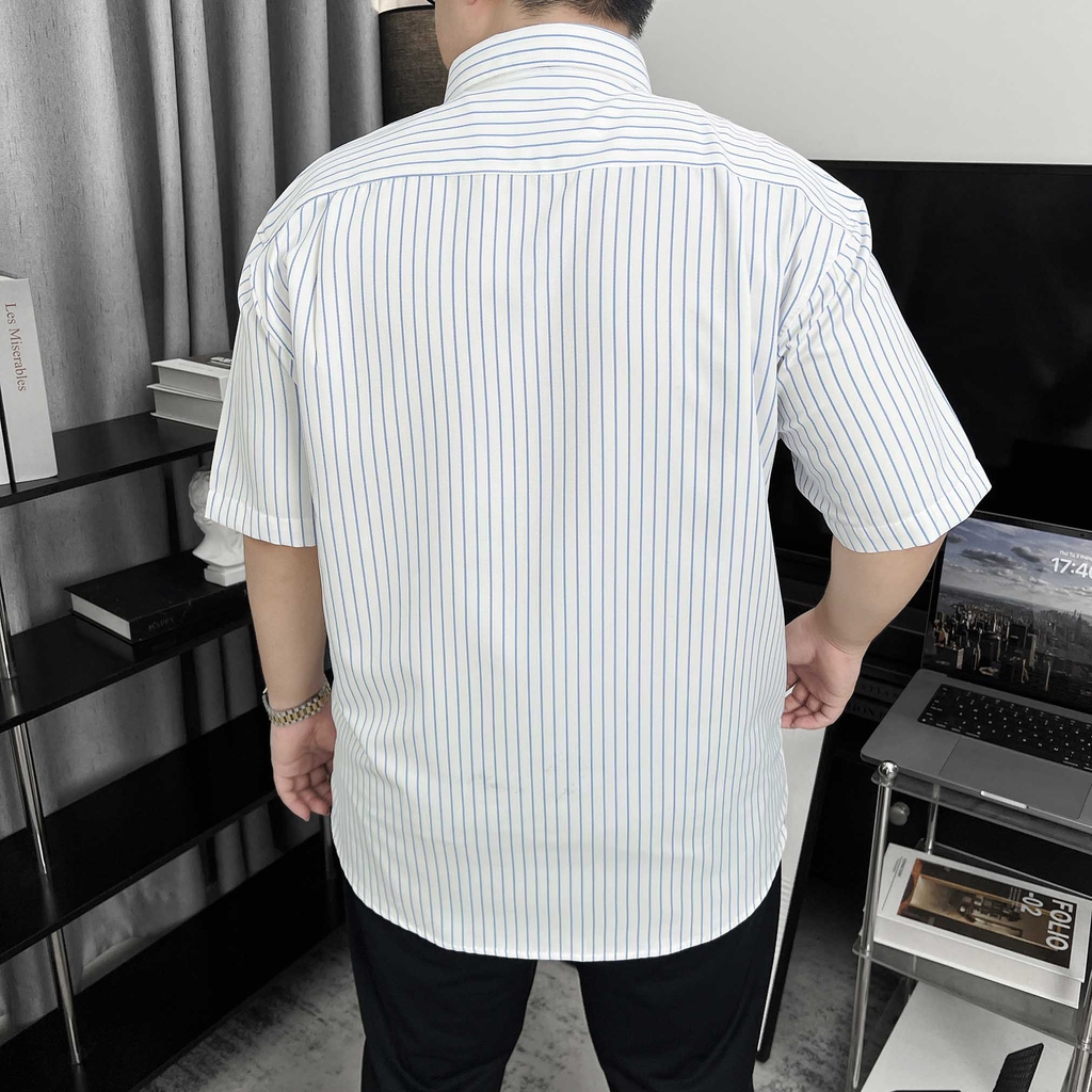 Áo Sơ Mi Tay Ngắn Big size Kẻ Sọc Mắt Lưới