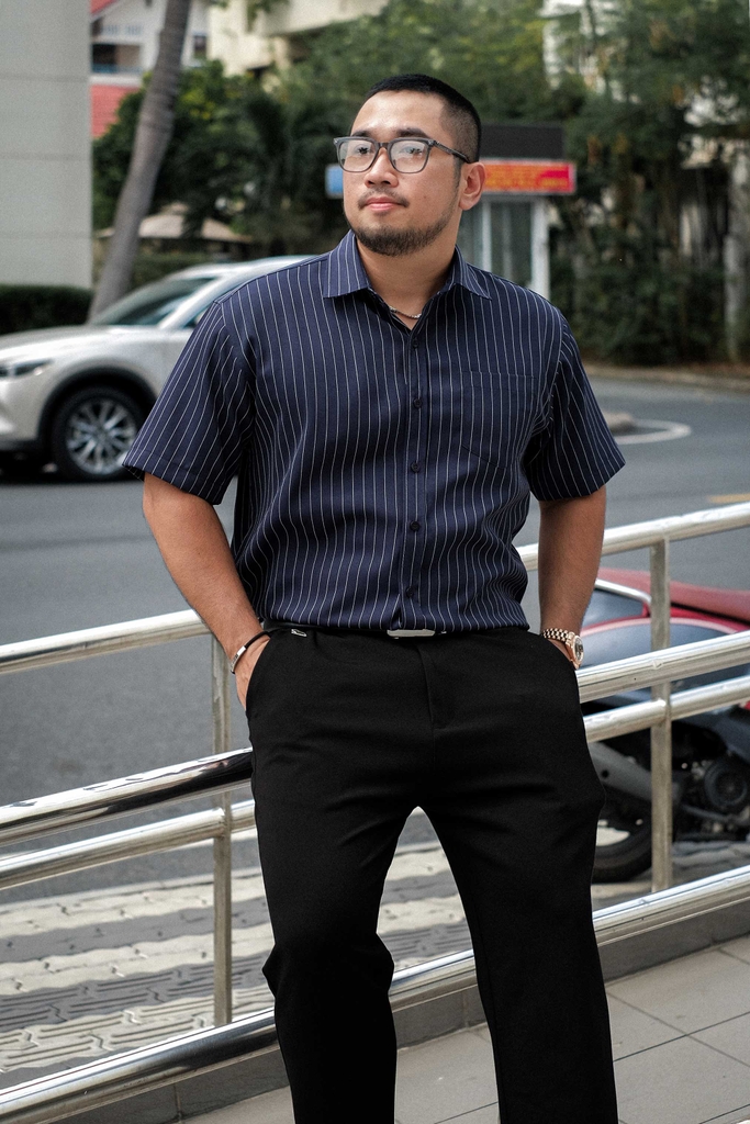 Áo Sơ Mi Bigsize Oxford Kẻ sọc Xanh Đen