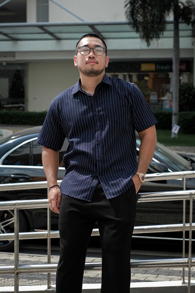 Áo Sơ Mi Bigsize Oxford Kẻ sọc Xanh Đen