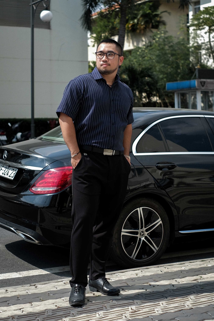 Áo Sơ Mi Bigsize Oxford Kẻ sọc Xanh Đen