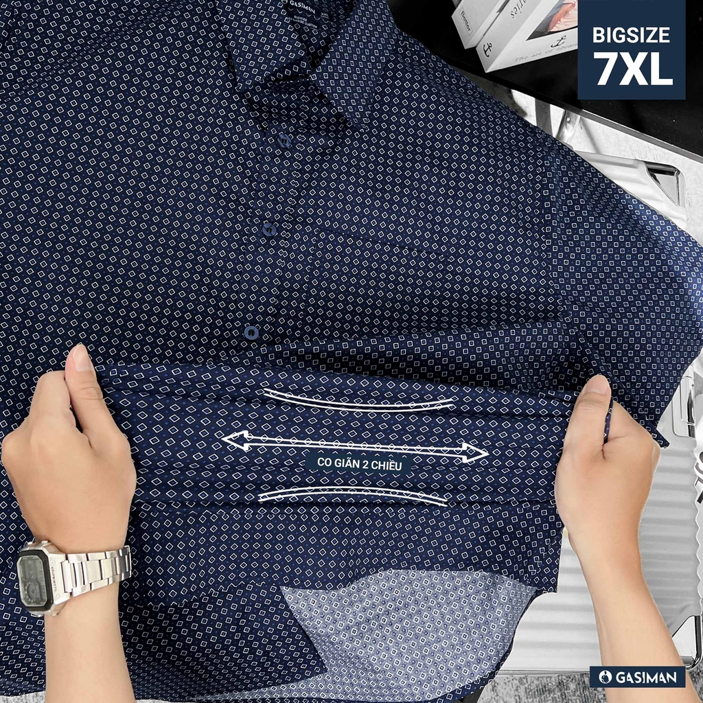 Áo Sơ Mi Tay ngắn Bigsize Hoạ tiết Hình Thoi