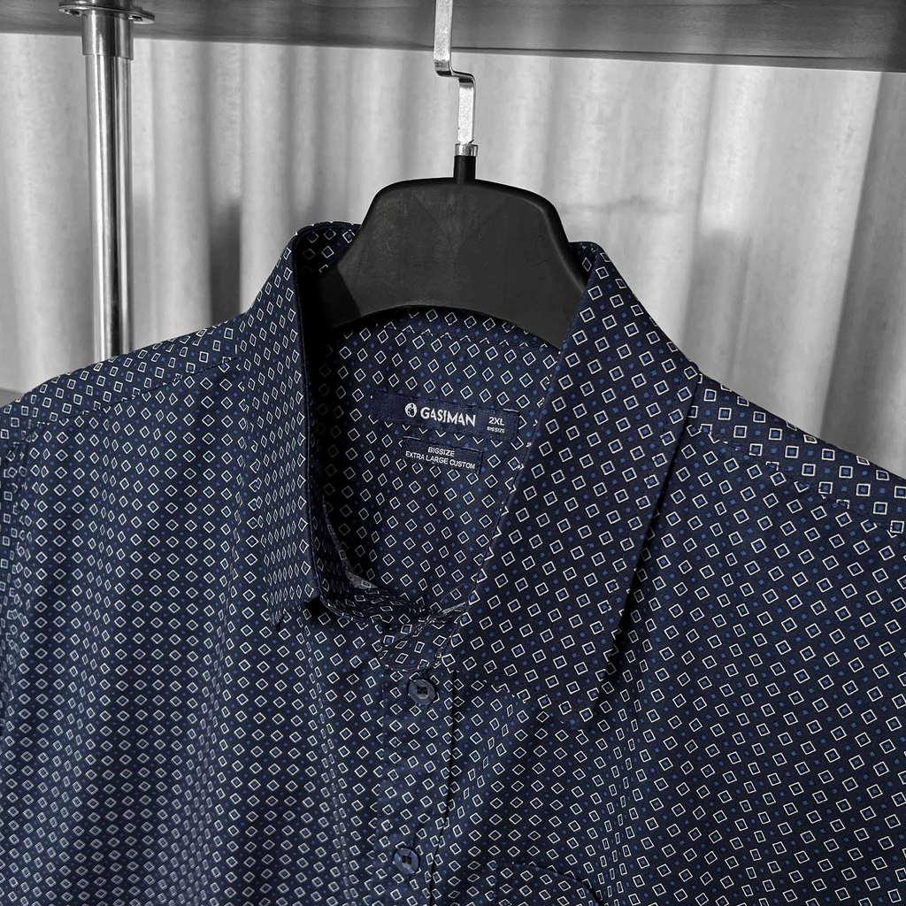 Áo Sơ Mi Tay ngắn Bigsize Hoạ tiết Hình Thoi