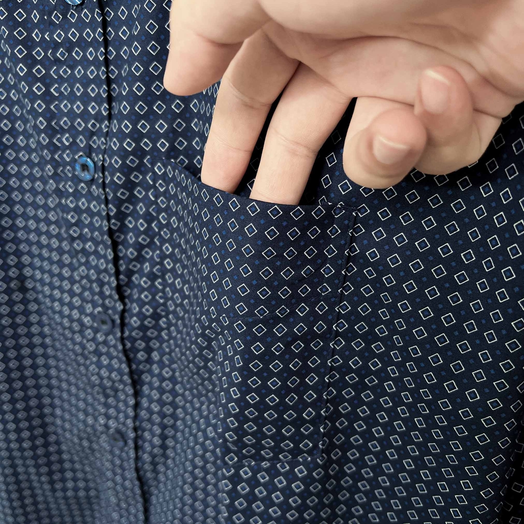 Áo Sơ Mi Tay ngắn Bigsize Hoạ tiết Hình Thoi