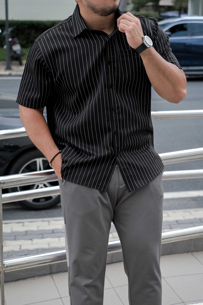 Áo Sơ Mi Bigsize Oxford Kẻ sọc Đen