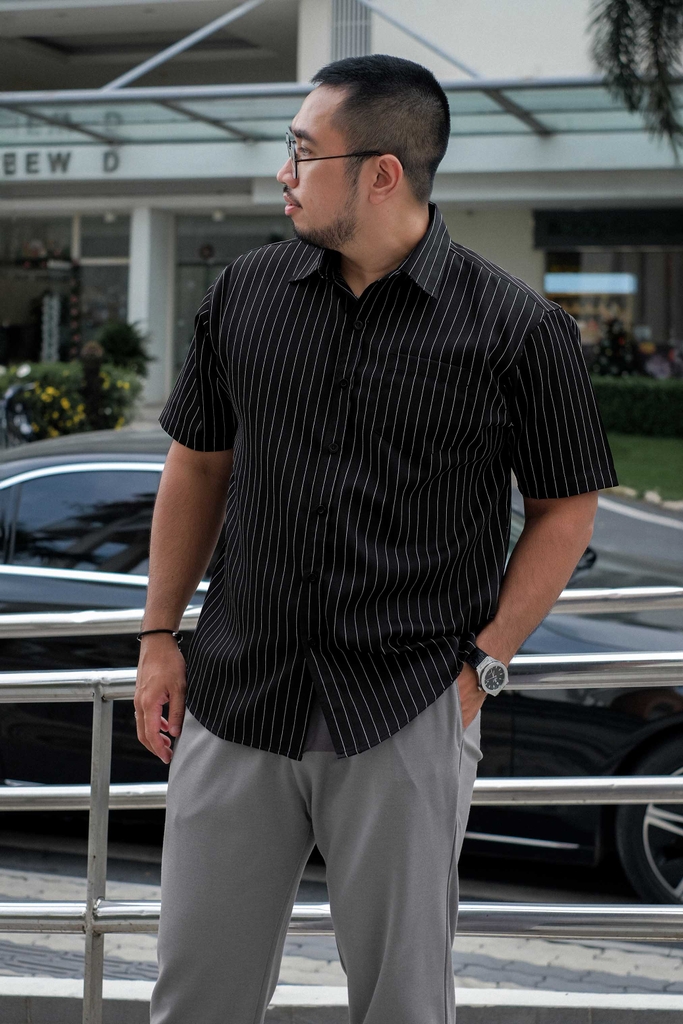 Áo Sơ Mi Bigsize Oxford Kẻ sọc Đen