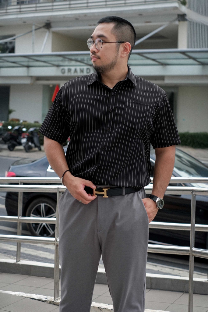 Áo Sơ Mi Bigsize Oxford Kẻ sọc Đen