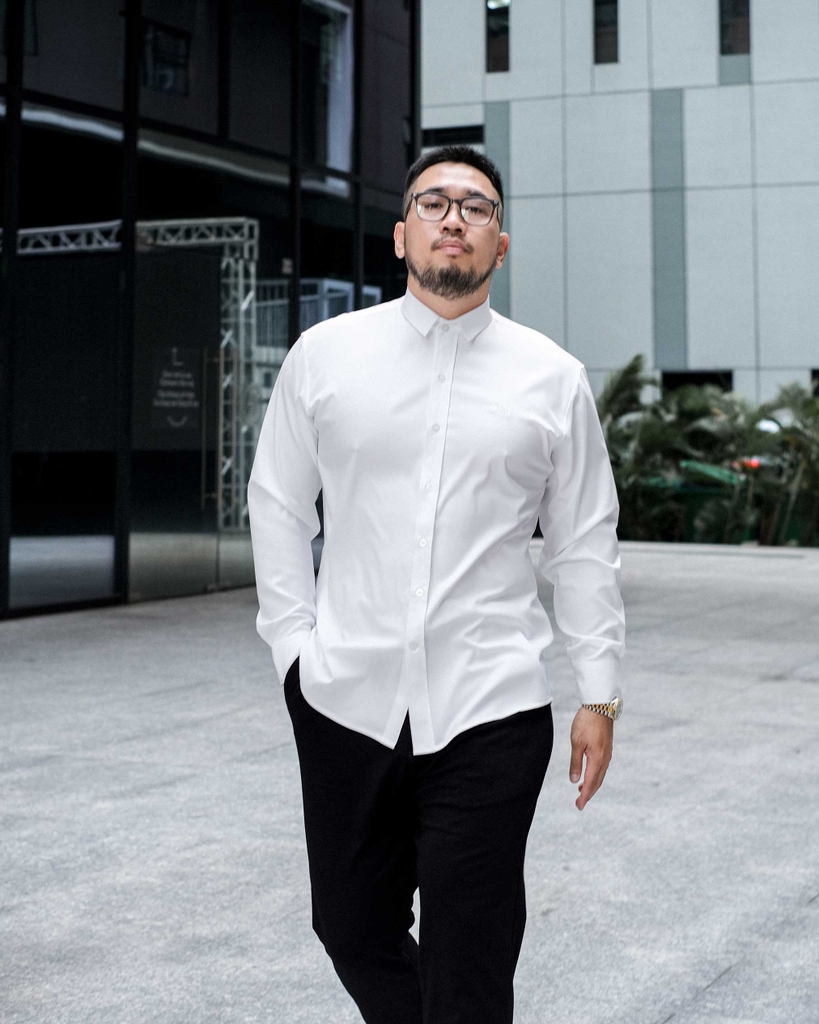 Sơ Mi Lụa Băng Trơn Trắng TAY DÀI