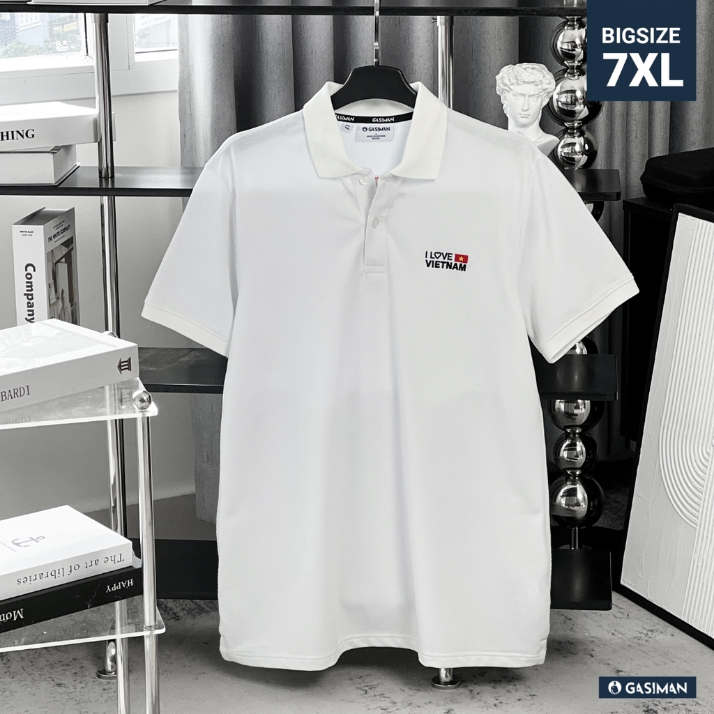 Áo Polo Bigsize Thêu I Love VietNam Màu Trắng