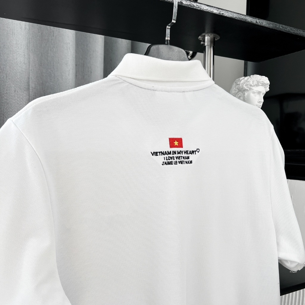 Áo Polo Bigsize Thêu I Love VietNam Màu Trắng