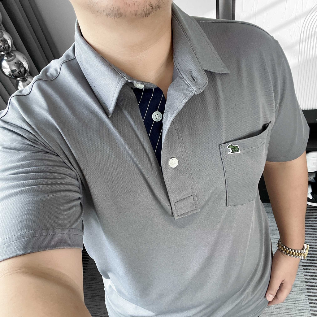 Áo Polo Big size Classy có Túi màu Xám