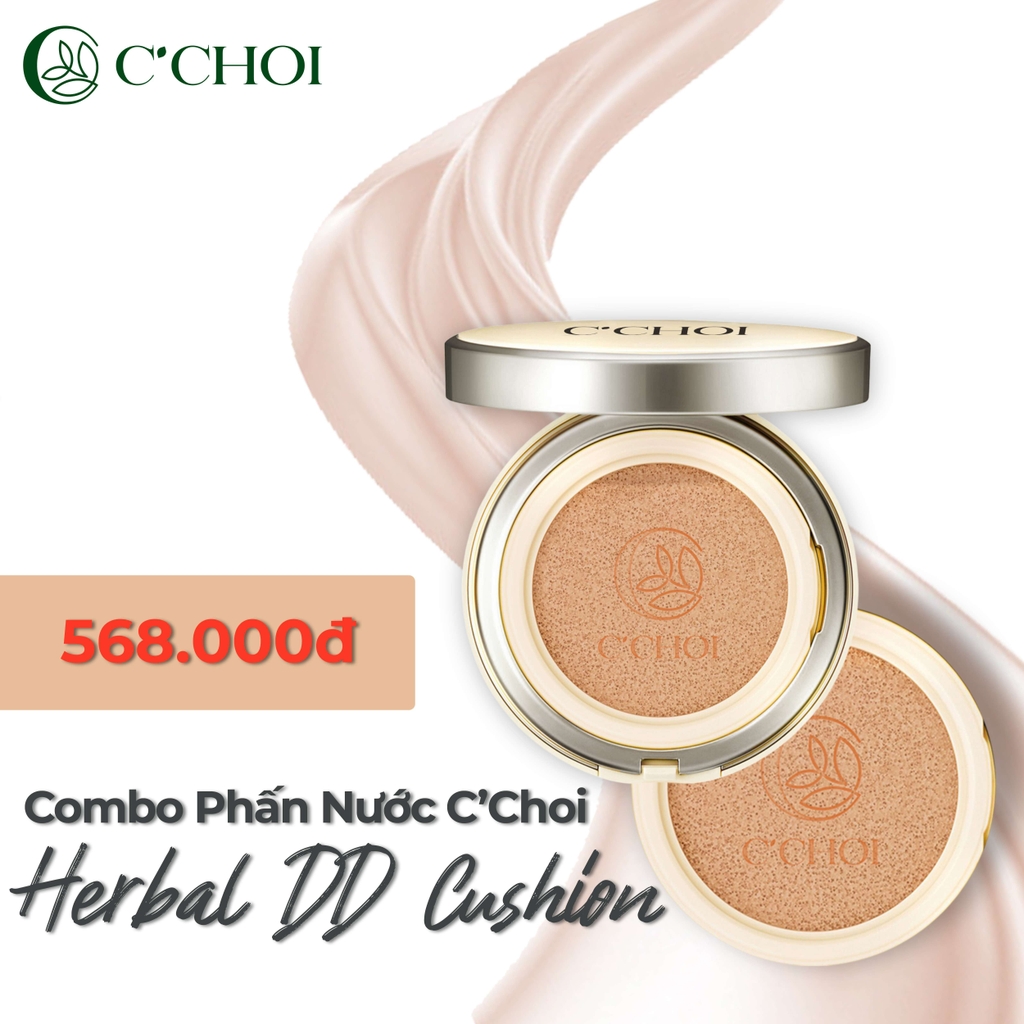 Combo phấn nước + lõi C'Choi Herbal DD Cushion