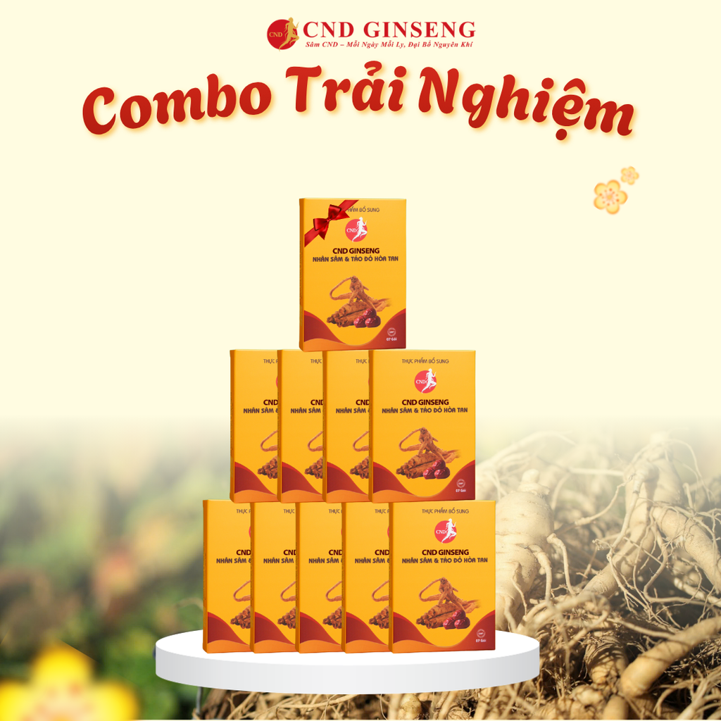 Combo 10 hộp Thực phẩm bổ sung Nhân sâm và táo đỏ hoà tan loại 7 gói