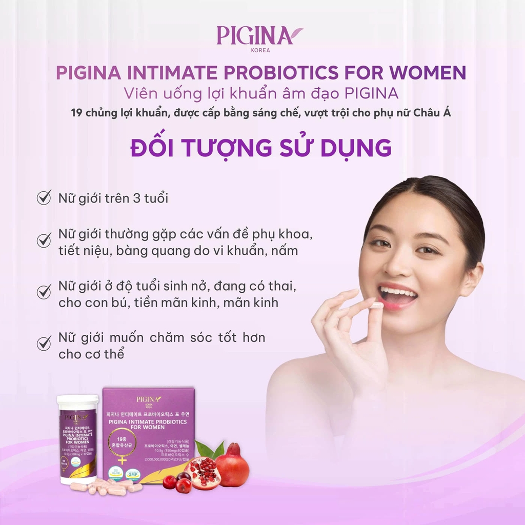 Viên uống bổ sung lợi khuẩn cho nữ giới Pigina (30 viên)