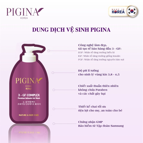 Dung dịch vệ sinh phụ nữ Pigina 150ml - Pigina Lacto Intimate Wash
