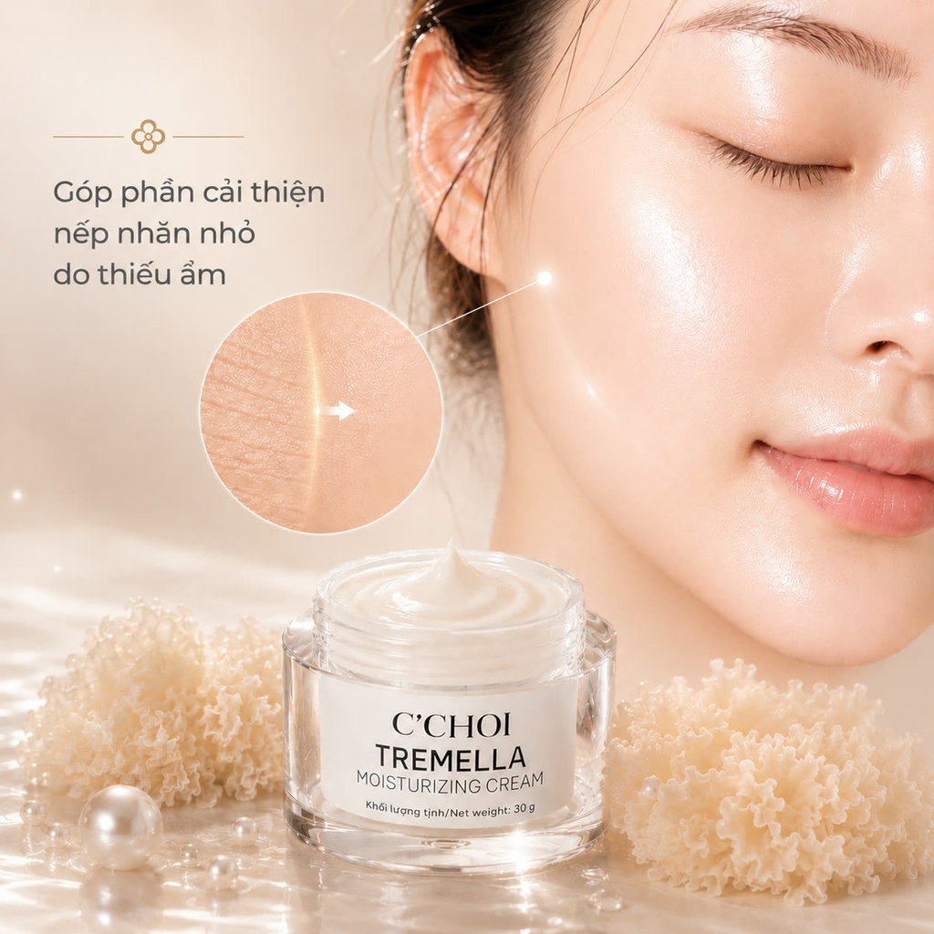 Kem dưỡng ẩm, sáng da, giúp da căng bóng, chống nhăn da, hỗ trợ làm mờ các dấu hiệu lão hóa da C'Choi - Tremella Moisturizing Cream - 30g