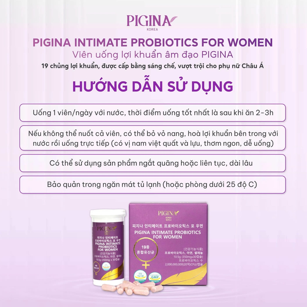 Viên uống bổ sung lợi khuẩn cho nữ giới Pigina (30 viên)
