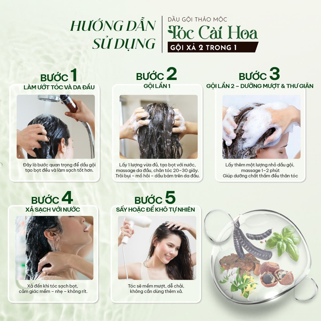 Dầu Gội Thảo Mộc Tóc Cài Hoa - Gội Xả 2 trong 1  C'Choi