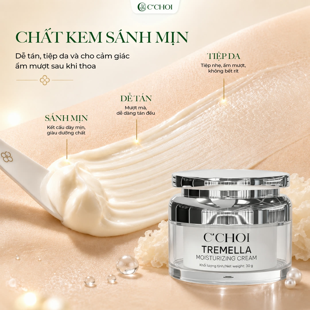 Kem dưỡng ẩm, sáng da, giúp da căng bóng, chống nhăn da, hỗ trợ làm mờ các dấu hiệu lão hóa da C'Choi - Tremella Moisturizing Cream - 30g