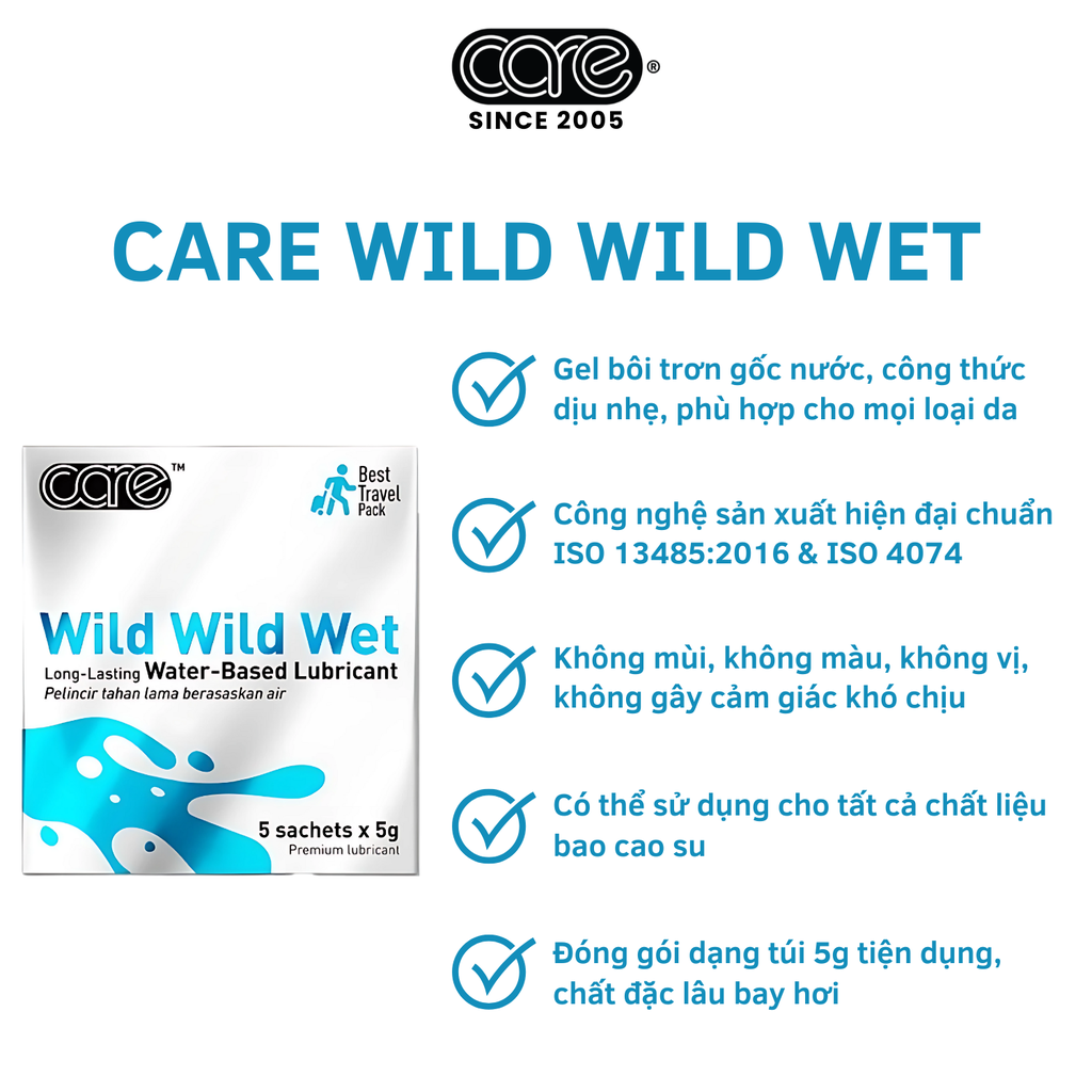 Gel bôi trơn wild wild wet (hộp 5 gói gel)