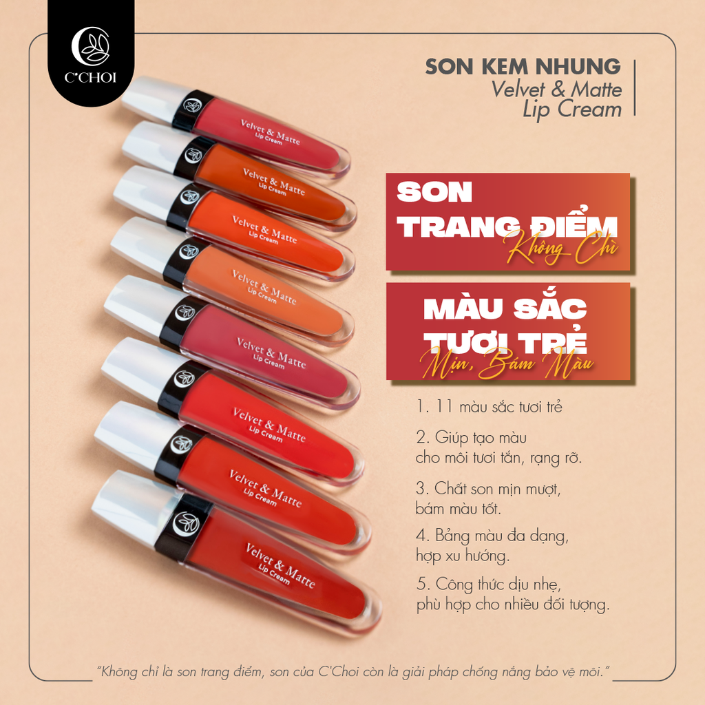 Son kem nhung C’Choi - Velvet & Matte Lip Cream