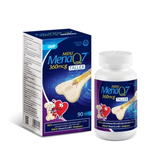 Midu MenaQ7 360mcg - Hỗ trợ chắc khỏe xương và phát triển chiều cao cho trẻ dậy thì với Trucal và Vitamin K2 hàm lượng cao (hộp 90 viên)