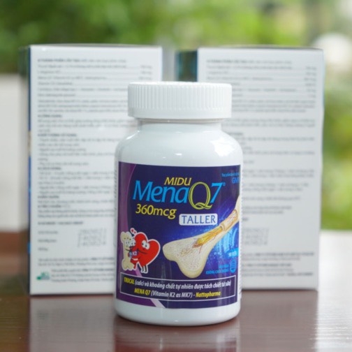 Midu MenaQ7 360mcg - Hỗ trợ chắc khỏe xương và phát triển chiều cao cho trẻ dậy thì với Trucal và Vitamin K2 hàm lượng cao (hộp 90 viên)