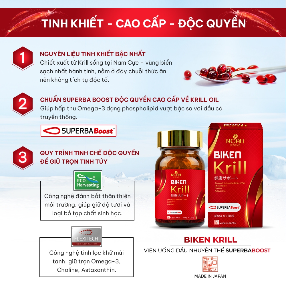 Thực phẩm bảo vệ sức khỏe BIKEN KRILL (Bổ sung Omega-3 nhuyễn thể)