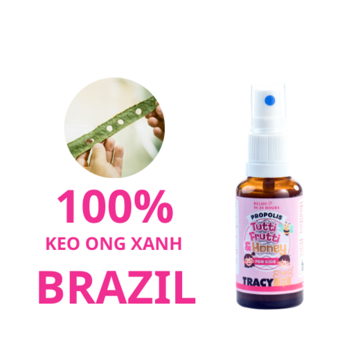 Keo ong xanh Tracybee Propolis Tutti Frutti & Honey 20ml – giảm đau rát họng, ho, viêm họng (vị trái cây)