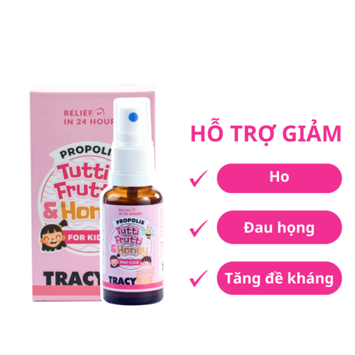 Keo ong xanh Tracybee Propolis Tutti Frutti & Honey 20ml – giảm đau rát họng, ho, viêm họng (vị trái cây)