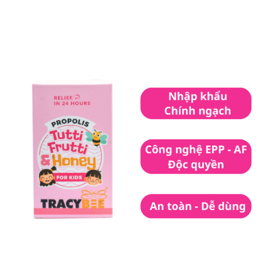 Keo ong xanh Tracybee Propolis Tutti Frutti & Honey 20ml – giảm đau rát họng, ho, viêm họng (vị trái cây)