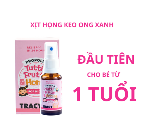 Keo ong xanh Tracybee Propolis Tutti Frutti & Honey 20ml – giảm đau rát họng, ho, viêm họng (vị trái cây)