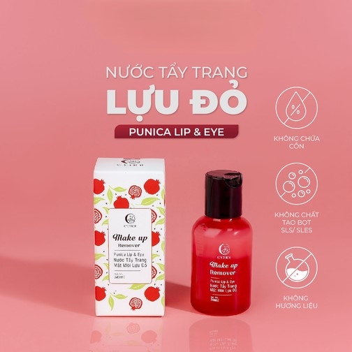 Nước tẩy trang mắt môi lựu đỏ - punica lip & eye make up remover