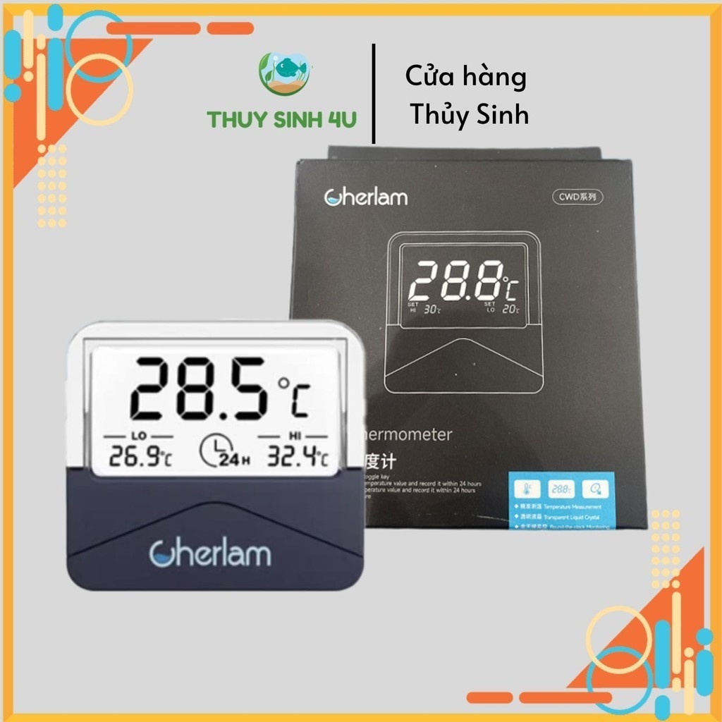 NHIỆT KẾ ĐIỆN TỬ CHERLAM DÁN NGOÀI THÀNH BỂ ĐO NHIỆT ĐỘ NHANH CHÓNG DỄ ĐỌC