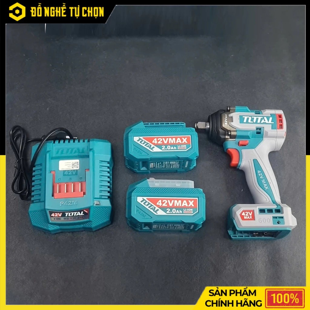 Máy Siết Bulong Không Chổi Than Dùng Pin 42V Total TIWLI42602 (Kèm 02 Pin + 01 Sạc)
