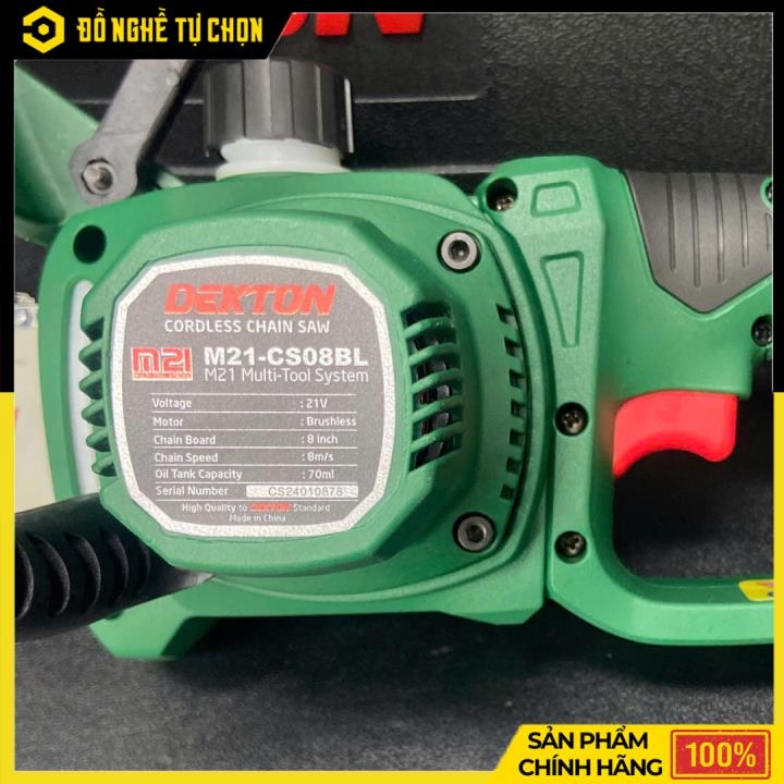 [THÂN] Máy Cưa Xích Dùng Pin Dekton M21-CS08BL – Nhỏ Gọn, Cắt Nhanh, Động Cơ Brushless, Hàng Chính Hãng, Có VAT
