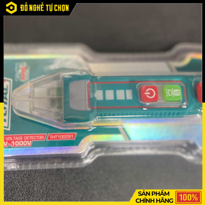 Đầu Dò Điện Áp AC TOTAL THT100091 – Cảm Biến Tự Động – Đèn Báo Âm Thanh & Ánh Sáng – Kèm Pin – Hàng Chính Hãng Có VAT