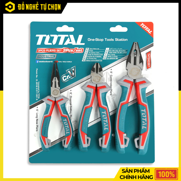 Bộ 3 Kềm Răng – Cắt – Nhọn THT2K0301 | Chất Liệu Thép CR-V Bền Bỉ - Hàng Chính Hãng Có VAT