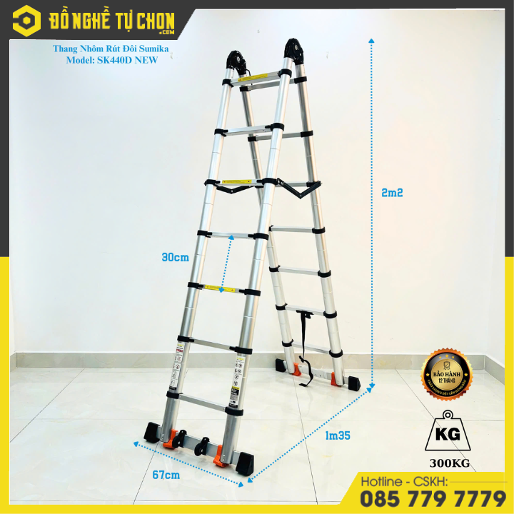 Thang nhôm rút đôi 4.4m Sumika SK440D new