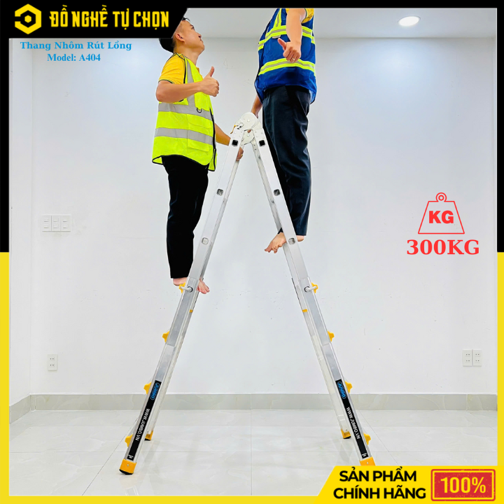 Thang Nhôm Trượt Chữ A Jumbo A404 – An Toàn, Đa Năng, Dễ Điều Chỉnh Chiều Cao – Hàng Chính Hãng, Có VAT