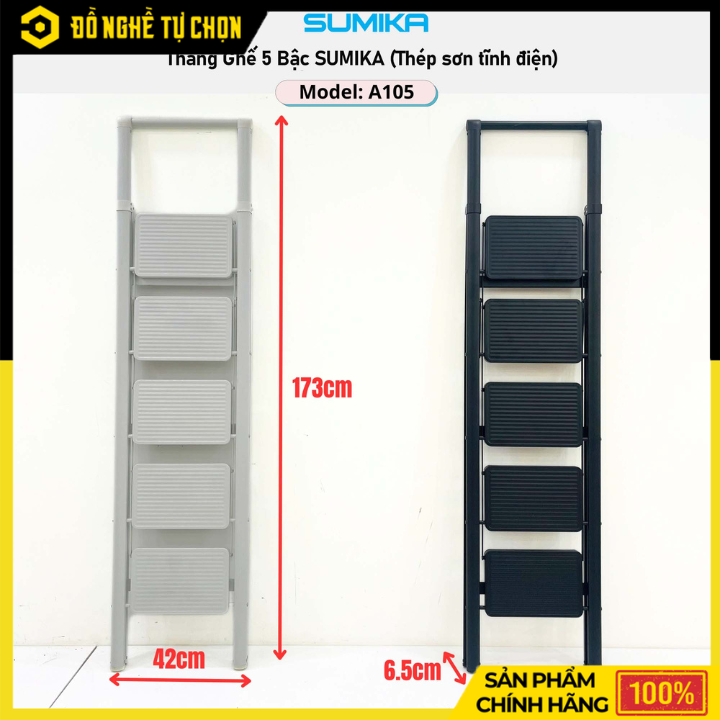 Thang Ghế 5 Bậc Sumika A105 – Chắc Chắn, An Toàn, Thoải Mái Khi Làm Việc Trên Cao - Hàng Chính Hãng, Có VAT