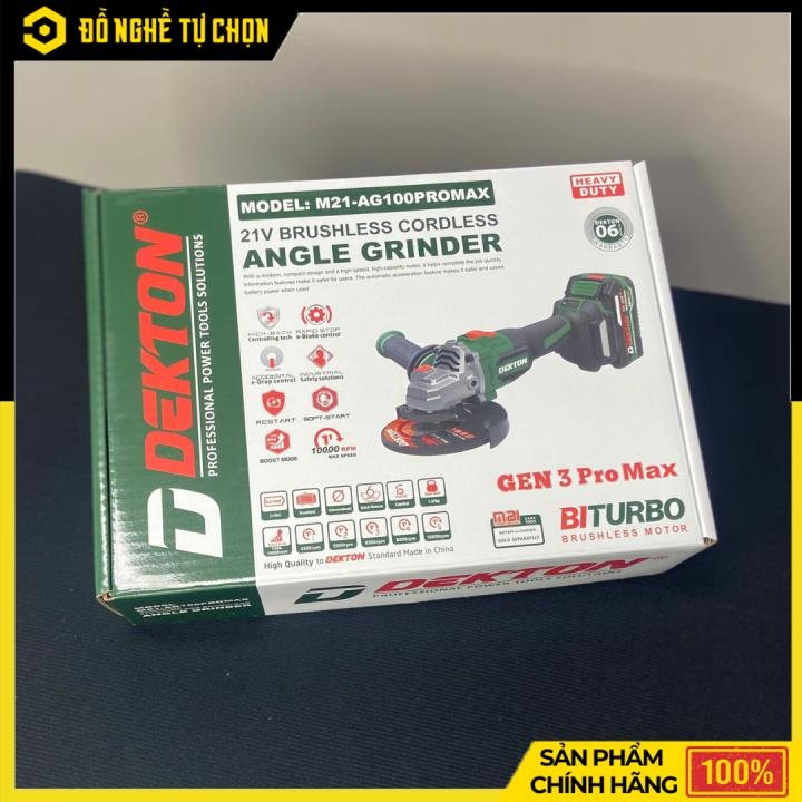 [THÂN] Máy Mài Góc Không Dây Dekton M21-AG100PROMAX – 6 Cấp Tốc Độ – Tốc Độ Tối Đa 10.000 Vòng/Phút – Hàng Chính Hãng Có VAT